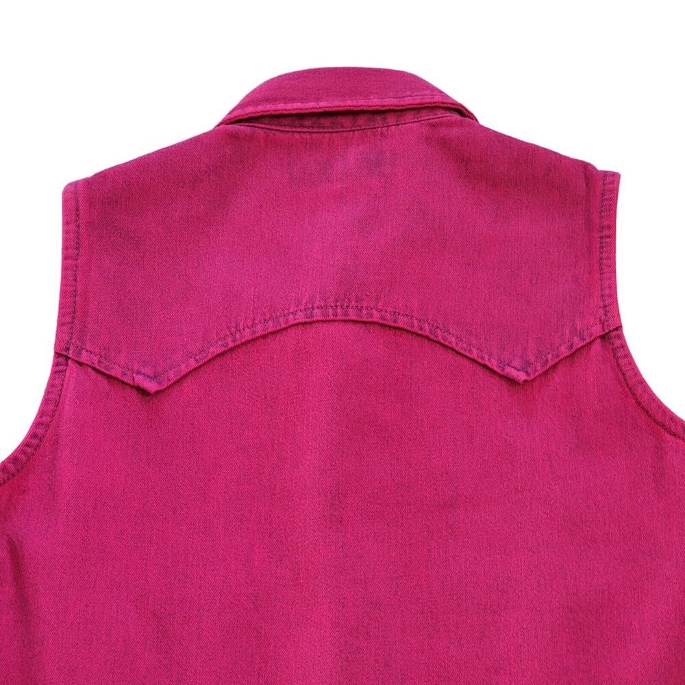 Vintage Guess Sleeveless Shirt Womens Medium Acid Wash Denim Pink Western USA‎ - Picture 4 of 14